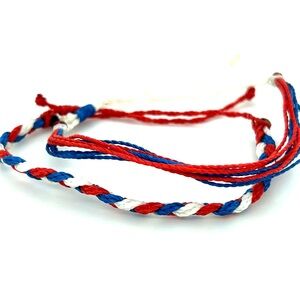 Red, White, and Blue Braided Bracelet (d)‎